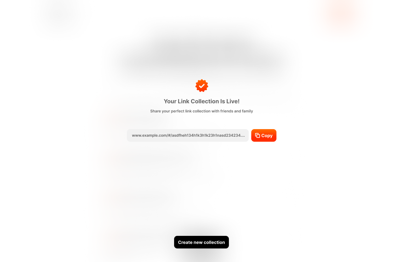 Linkstr publish success with shareable URL and copy button